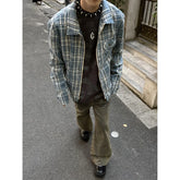 Threebooy Casual Hem Lapel Loose Oversize Long Sleeve Streetwear Tops Washed Vintage Casual Shirt For Men